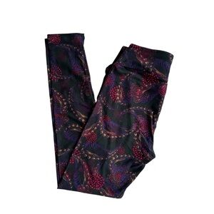 LuLaRoe OS paisley print leggings on black background. Brand new!